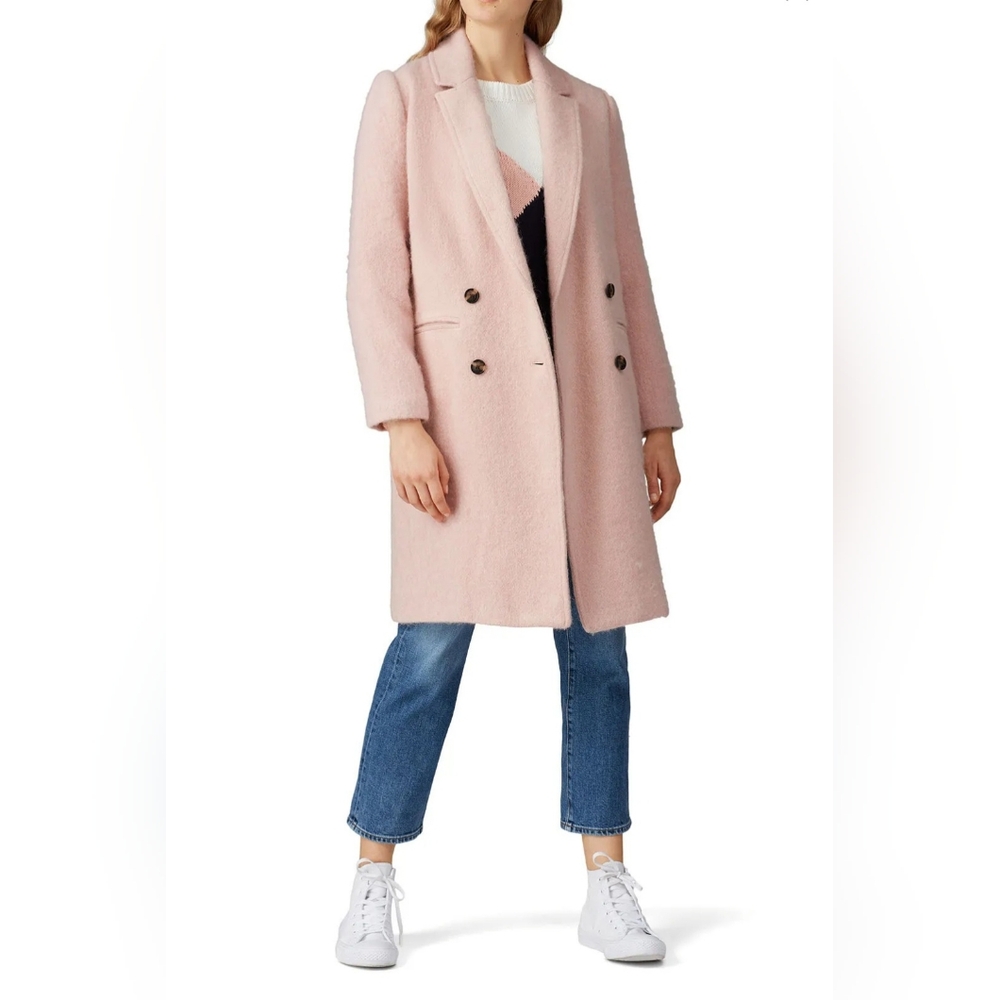 Cupcakes And Cashmere Pink Effie Midi Coat Double Breasted Women's M